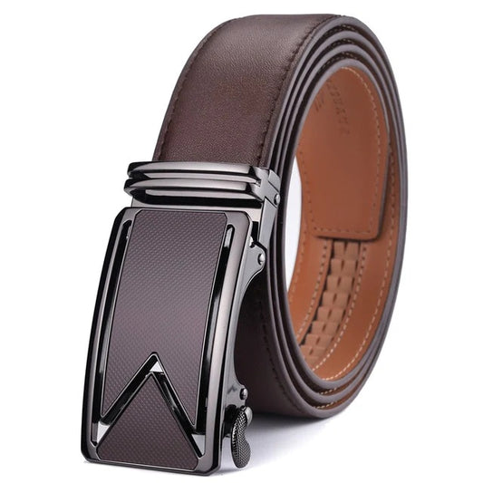 Cinturón de Cuero Genuino para Hombre con Hebilla Click Ajustable - Estilo Ejecutivo