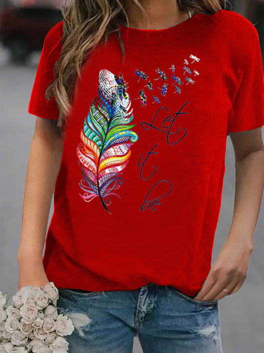 Camiseta Suelta Estampada Cuello Redondo Manga Corta para Mujer - Image 10