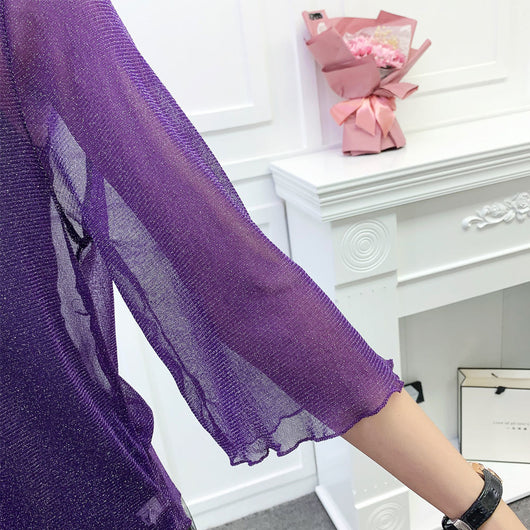 Cardigan de Encaje con Mangas Tipo Hoja de Loto y Malla Exterior - Image 15