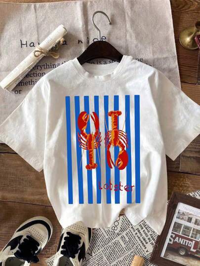 Camiseta Casual Cuello Redondo Estampa Langosta - Image 11