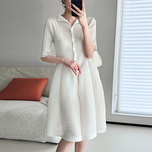 Vestido Tipo T-shirt Plisado Reductor de Cintura con Estampado