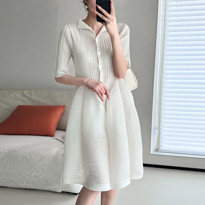 Vestido Tipo T-shirt Plisado Reductor de Cintura con Estampado