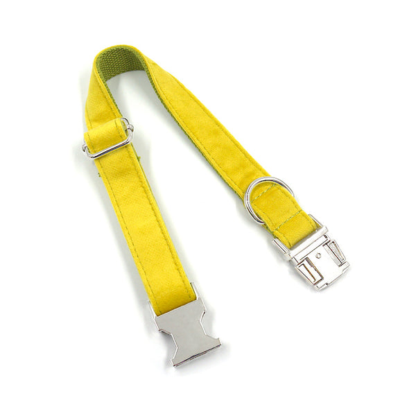 Collar de Terciopelo Amarillo y Verde para Perro