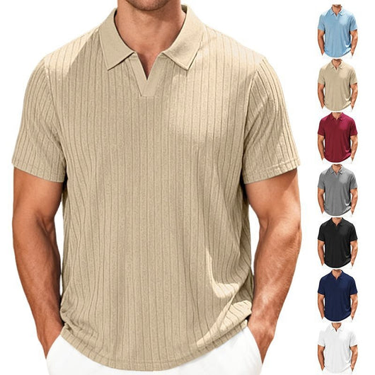 Camisa Casual de Manga Corta para Hombre con Textura Jacquard a Rayas - Image 19