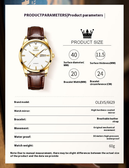 Reloj Mecánico para Hombre Elegante Resistente al Agua con Correa - Image 6
