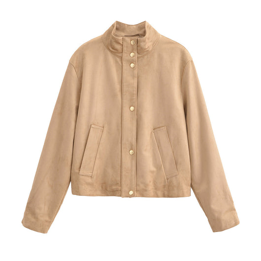 Chaqueta Casual de Cuello Alto en Ante y Forro Polar para Mujer - Image 5
