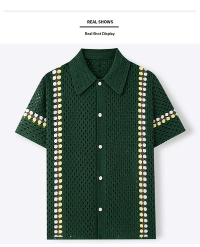 Polo Cardigan Crochet Soluble en Agua para Hombre - Image 11