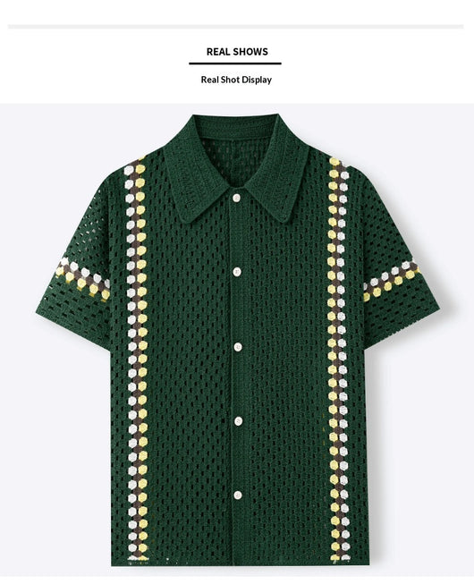 Polo Cardigan Crochet Soluble en Agua para Hombre - Image 11