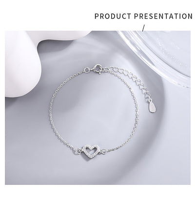 Pulsera Tobillera de Plata Esterlina 925 con Diamante Love - Image 11