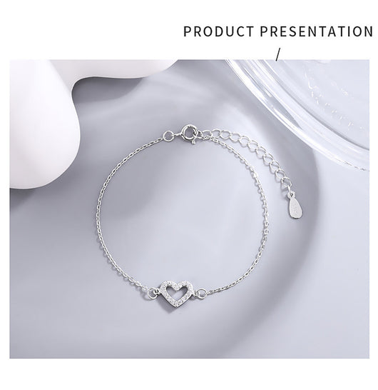 Pulsera Tobillera de Plata Esterlina 925 con Diamante Love - Image 11