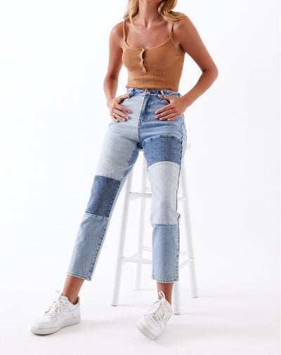 Jeans Retro Slim Straight de Algodón con Costura Clásica