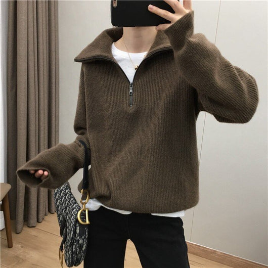 Suéter Pullover con Cuello Solapa Amplio y Cierre de Cremallera para Mujer - Image 21