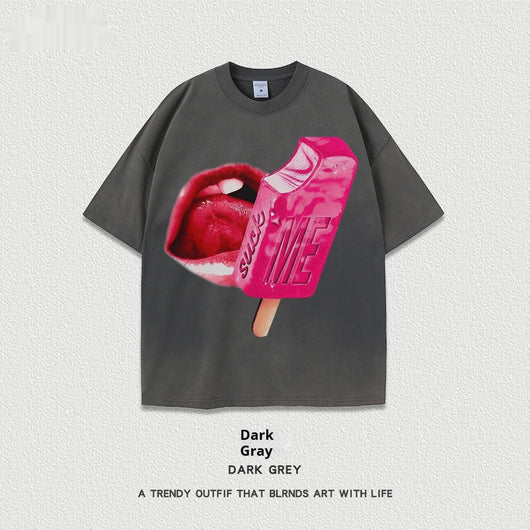 Camiseta Unisex de Manga Corta Estilo Street con Lavado Pesado - Image 12