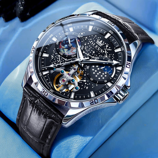 Reloj Mecánico Hueco Cielo Estrellado para Hombre Negocios Impermeable - Image 6