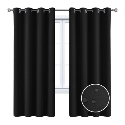 Close-up of a navy blue blackout curtain, showcasing the fabric texture and the black lining on the back. - Image 12