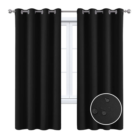Close-up of a navy blue blackout curtain, showcasing the fabric texture and the black lining on the back. - Image 12