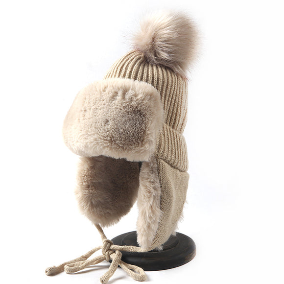 Gorro de Lana Tejido Invierno para Mujer - Estilo Lei Feng