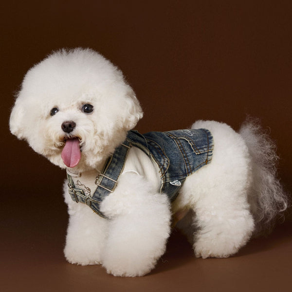 Falda Denim Tipo Peto sin Mangas para Perros Pequeños y Medianos