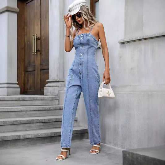 Jumpsuit Denim con Tirantes para Mujer