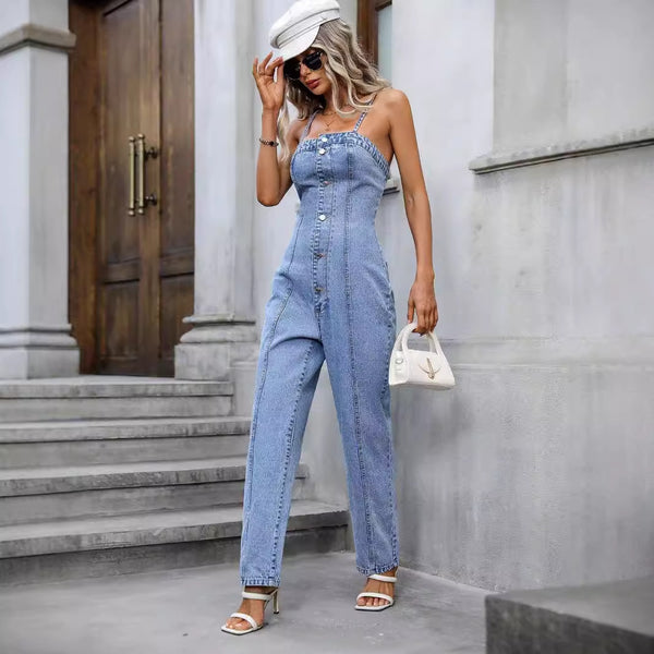 Jumpsuit Denim con Tirantes para Mujer