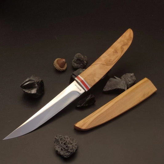 Cuchillo Forjado 3 en 1 para Acampada - Hoja de Acero Afilada Portátil