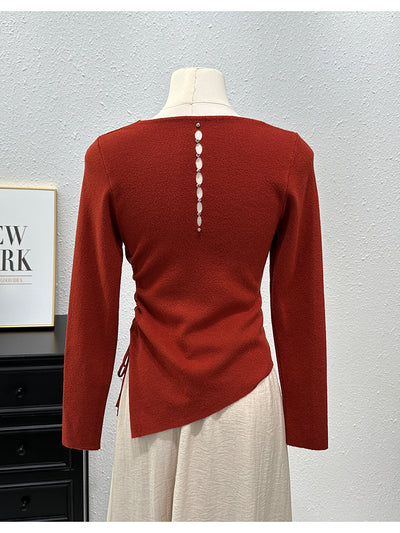 Blusa Ajustada de Manga Larga con Pliegues y Abertura Lateral - Image 15