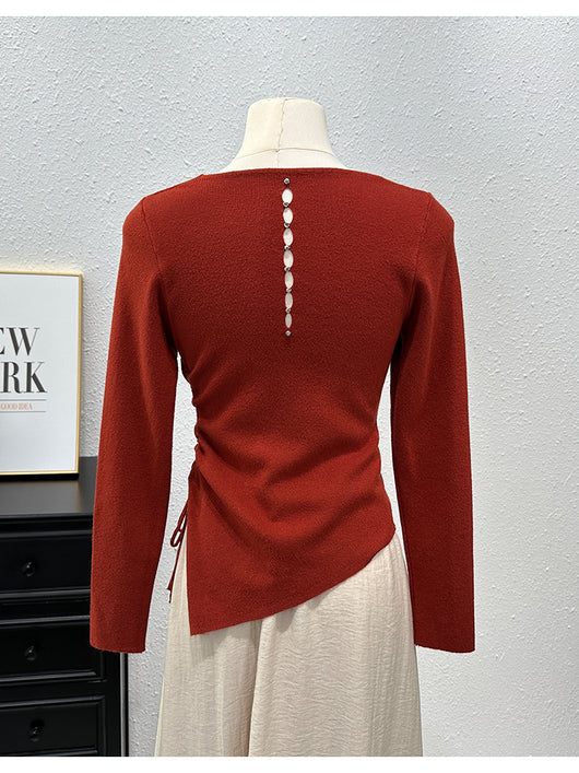 Blusa Ajustada de Manga Larga con Pliegues y Abertura Lateral - Image 15