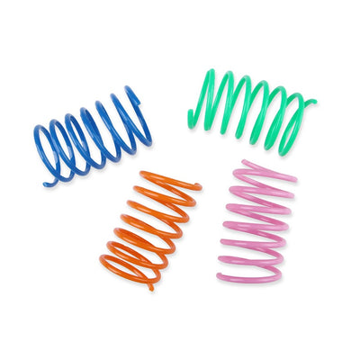 Six colorful plastic spring cat toys in yellow, orange, green, blue, and pink on a white background. - Image 13