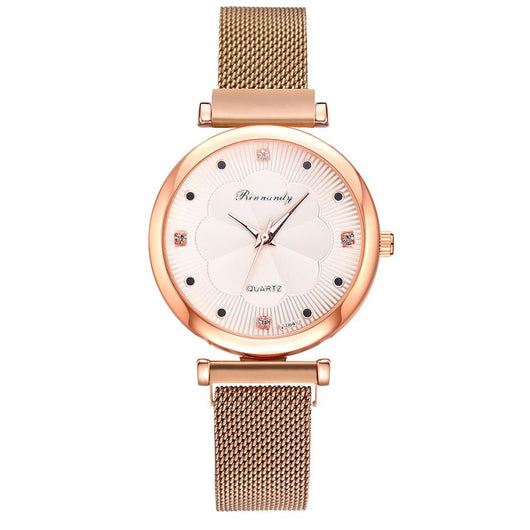 Reloj de Cuarzo con Esfera Floral y Malla Ajustable - Image 5