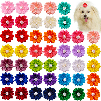 Moño Floral para Mascotas con Perlas y Elástico Decorativo - Image 10