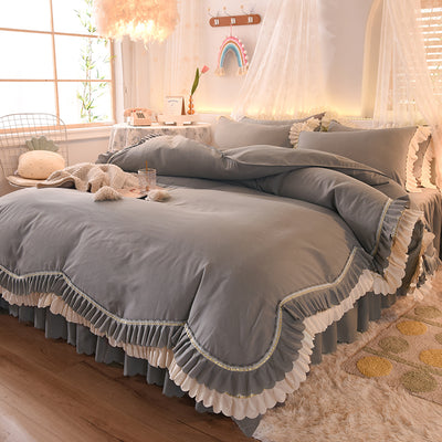 Juego de Cama Lujo Nude Princesa Durmiente con Encaje Floral - Juego de 4 Piezas - Image 24