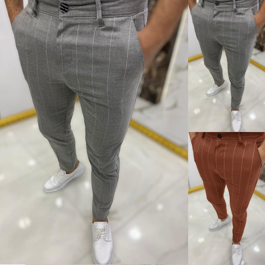 Pantalones Casuales con Rayas Punteadas y Puño Ajustado