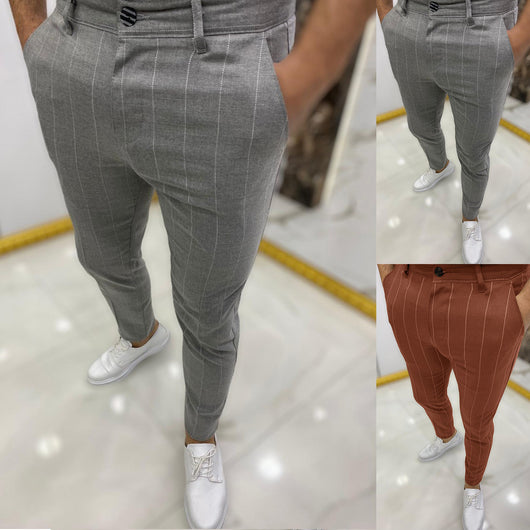 Pantalones Casuales con Rayas Punteadas y Puño Ajustado