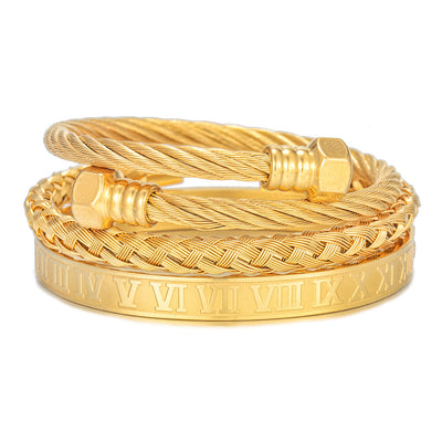 Pulsera de Acero Titanio Estilo Punk con Diseño Romano - Image 24