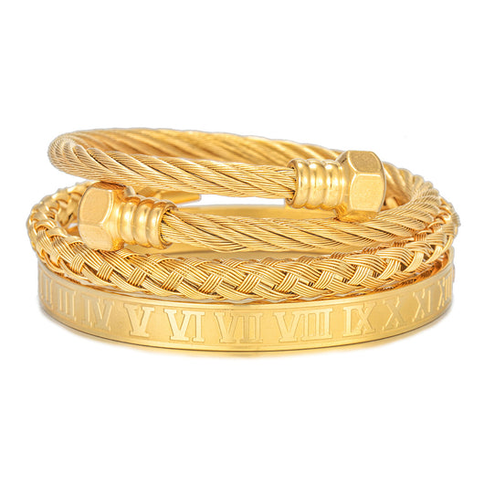 Pulsera de Acero Titanio Estilo Punk con Diseño Romano - Image 24