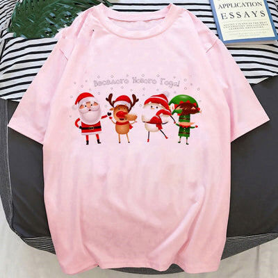 Playera Navideña con Estampado de Papá Noel y Reno - Image 2