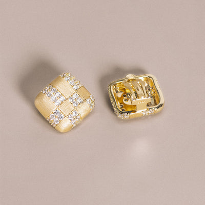 Aretes Cuadrados con Diamantes Geométricos en Plata 925 y Circón - Image 8