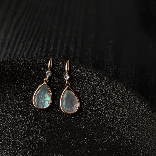 Aretes Gota de Luz Lunar con Nácar Roto - Diseño Minoritario Francés - Image 5