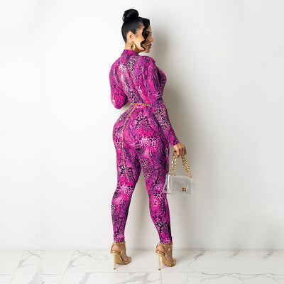 Jumpsuit Ajustado Estampado Serpiente Manga Larga - Image 24
