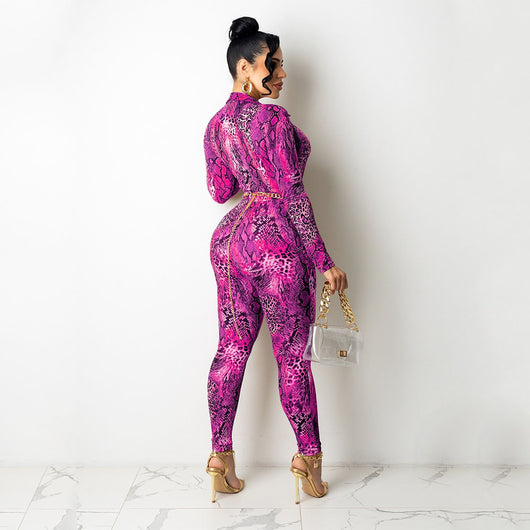 Jumpsuit Ajustado Estampado Serpiente Manga Larga - Image 24