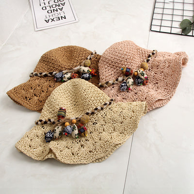 Sombrero de Paja Tejido Calado con Ala Ondulada para el Sol - Image 18