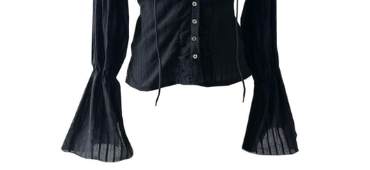 Blusa Negra Ajustada de Cintura con Manga Larga - Image 9