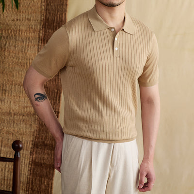 Polo Slim Fit con Rayas Hundidas en Tencel Algodón - Camiseta Transpirable - Image 2
