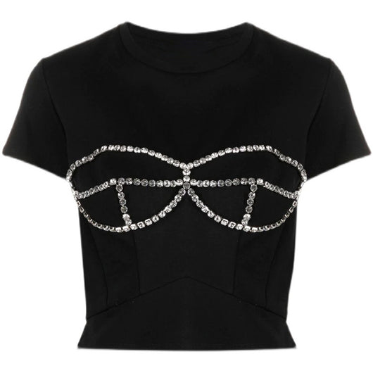Playera Manga Corta con Diseño de Cristales Brillantes - Image 9