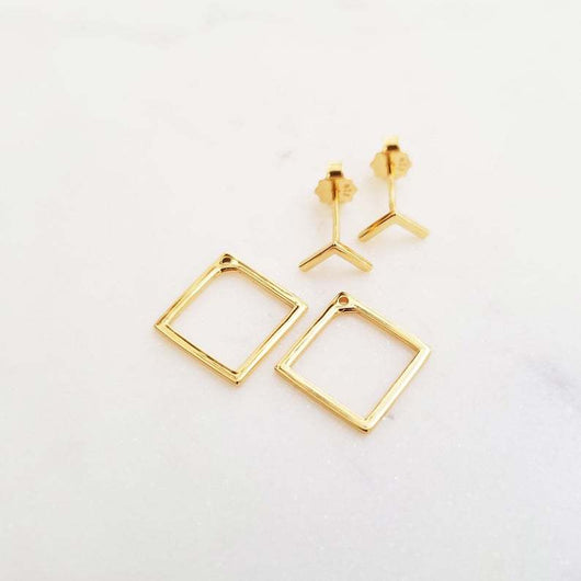 Aretes Geométricos Cuadrados Dos Piezas Versátiles para Mujer - Image 12