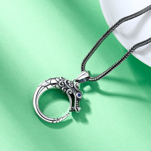 Colgante Dragón Tailandés Plata - Estilo Étnico Retro para Hombre - Image 3