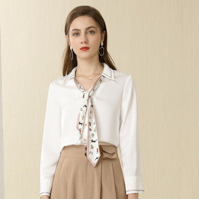 Blusa Ejecutiva Escote V Chifón con Volantes - Image 9