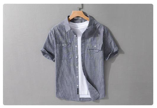 Camisa Casual de Algodón Manga Corta para Hombre - Versátil y Moderna - Image 11