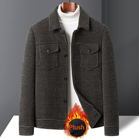 Abrigo de Lana Forrado en Fleece Estilo Coreano Casual Trendy para Hombre - Image 5