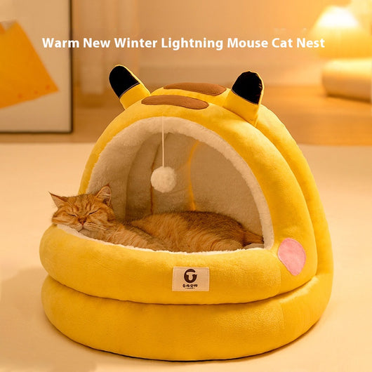 Cama Nido para Gatos Cerrada Cuatro Estaciones - Calidez Todo el Año